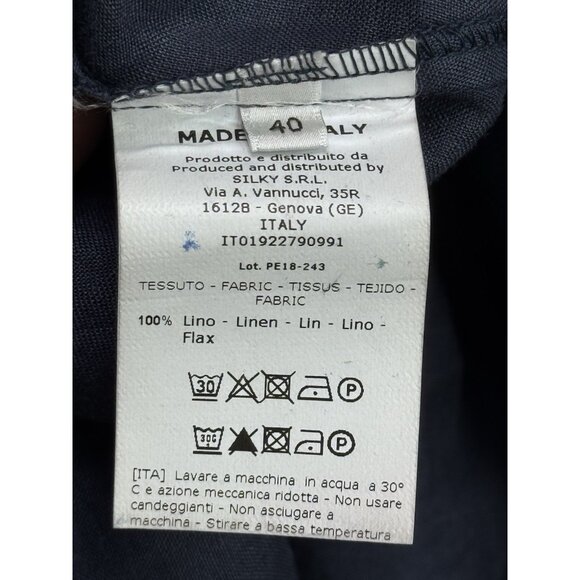 ROSSO35 Women's Navy Blue Linen A Line Dress Size 40 EU Small US - Picture 7 of 15